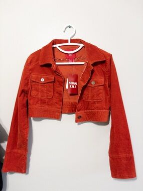 Miss Lili Cropped Corduroy Jacket - Rust Orange